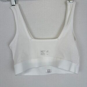 GapBody‎ Cotton Rib Bralette White Stretch Women's Size M NWT